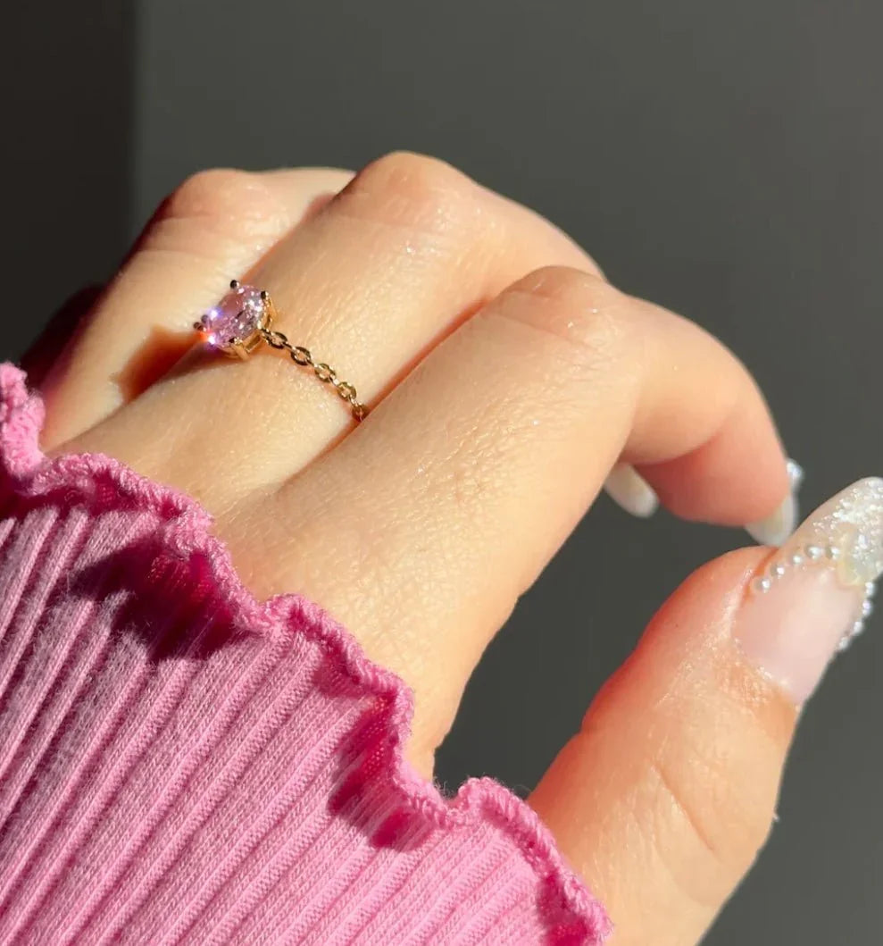 Diaz Original Adjustable Chain Ring - Royale Pink - Diaz Jewels