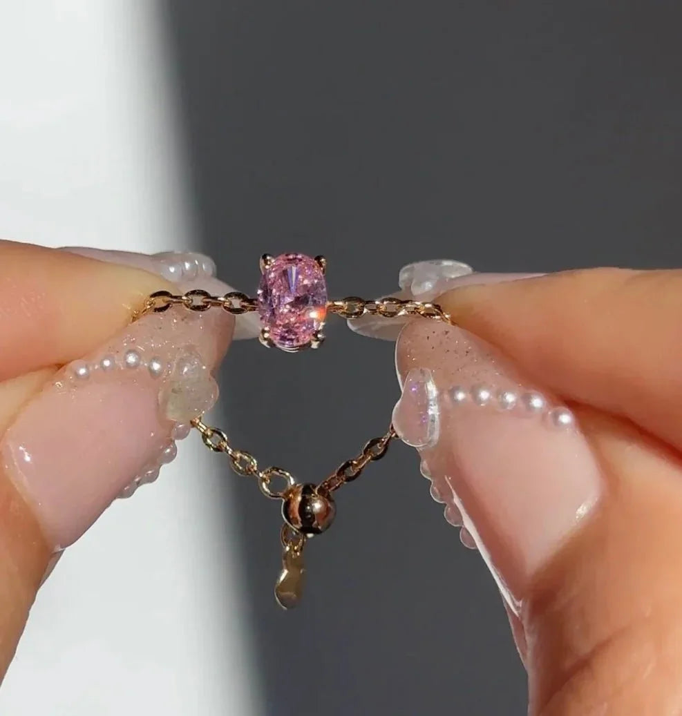 Diaz Original Adjustable Chain Ring - Royale Pink - Diaz Jewels
