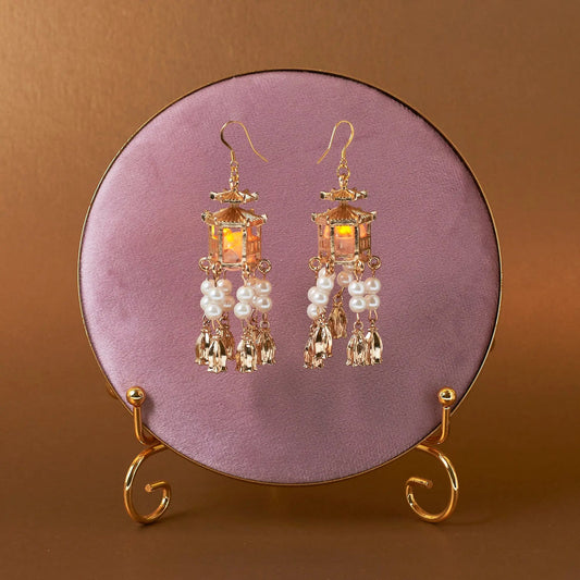 Diaz Golden Lantern Pearl Earrings