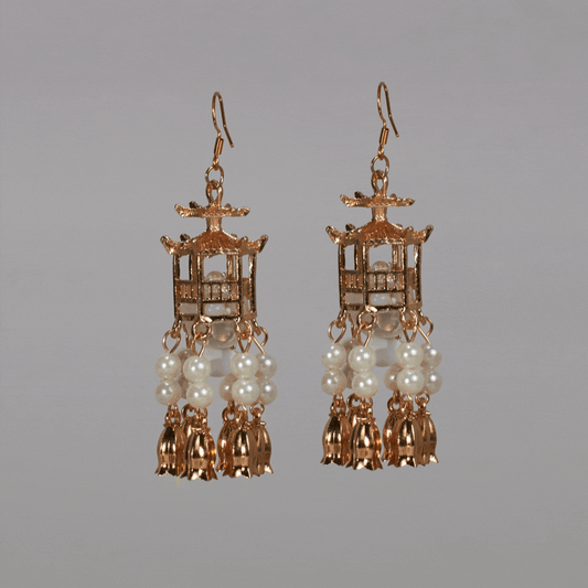 Diaz Golden Lantern Pearl Earrings