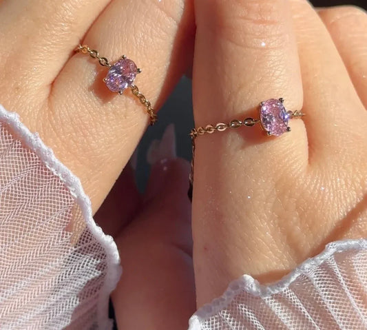 Diaz Original Adjustable Chain Ring - Royale Pink - Diaz Jewels